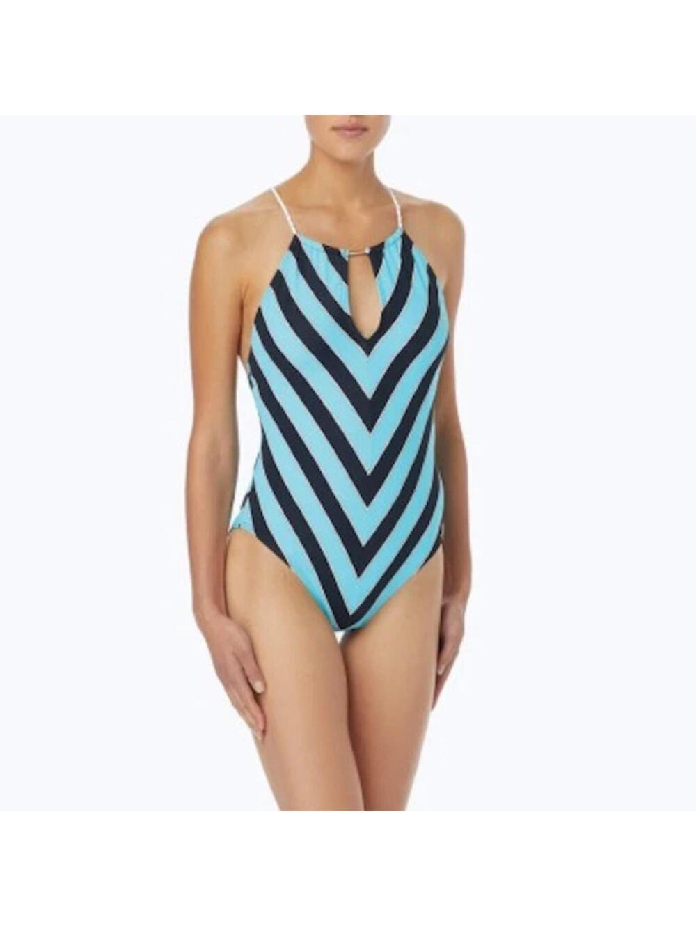 Michael Kors Turquoise Striped One-Piece Swimsuit, Small, $140 NWT, 2363